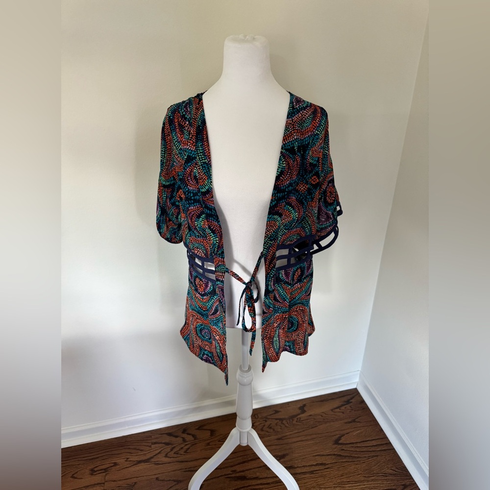 Vintage Bebe Multicolor Patterned Kimono Wrap - image 2